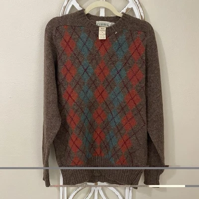 NWT VINTAGE SEARS CLASSICS mens large tall SHETLAND WOOL ARGYLE PRINT SWEATER - Image 1 of 3