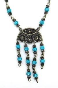 Bohemian Rafael Dominguez Cuernavaca Mexico 925 Sterling & Turquoise Necklace - Picture 1 of 10