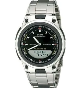 New Casio Men's Analog-Digital 30-Page Databank Stainless Steel Watch AW80D-1AV - Picture 1 of 7