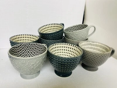 Кофейная кружка с тиснением 14 унций на ножках фирменные предметы домашнего обихода 8 комплектов серые тона - Изображение 1 из 4