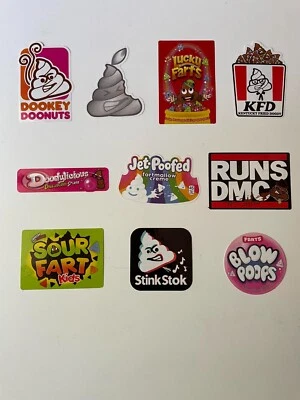 Juego de 10 pegatinas de comida chatarra Doody de colección serie 4 emojis de caca Foto 1 de 2