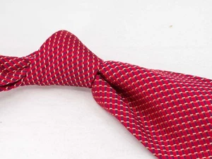 Ike Behar Silk Tie Red Gold Microcheck Men's Designer Necktie USA Wide - Foto 1 di 6