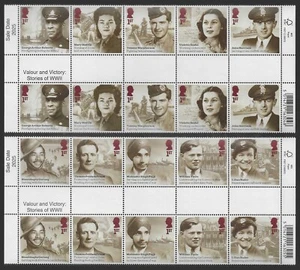 GB 2025 VALOUR AND VICTORY STORIES OF WWII MILITARY GUTTER PAIRS SET MNH - Picture 1 of 1
