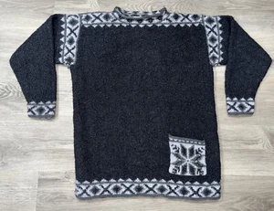Vintage Nomadic Traders Black & Gray Crew Neck Pullover Sweater Adult L Pocket - Picture 1 of 9