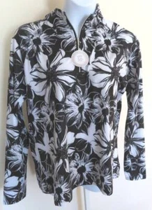 New LADY HAGEN 1/4 Zip Black White Floral L/S SHIRT Sz XXL Cooling Golf - Picture 1 of 4