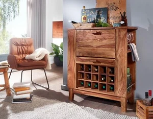 Hausbar Barschrank Weinregal BARLO Massivholz Sheesham Landhausstil - Bild 1 von 4