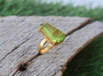 Coffin Ring,Peridot Ring,Valentine's Gift,925 Sterling Silver,All Size 3 to 14 - Image 1 of 4