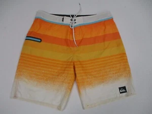 Quiksilver Swim Trunks Board Shorts Men's Size 36 Orange Beach Floral Dry Flight - Picture 1 of 12