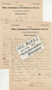 1925 H. KEENER Paris Texas NATIONAL BANK Bedford Crowley LETTERHEAD letter - Picture 1 of 1