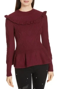 Neu Ted Baker weinrot Elsahi Passe Detail Schößchen Pullover Größe 5 = US-Größe 14 $ 209 - Bild 1 von 8