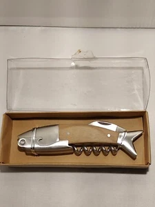 DEI Direct Holz Fisch Korkenzieher, Folienmesser, Flaschenöffner, Kellnerfreund mit Box - Bild 1 von 4