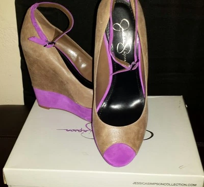 Jessica Simpson Carrack Mujer Marrón/Ultra Violeta Punta abierta Tacón de cuña 9.5M Foto 1 de 4