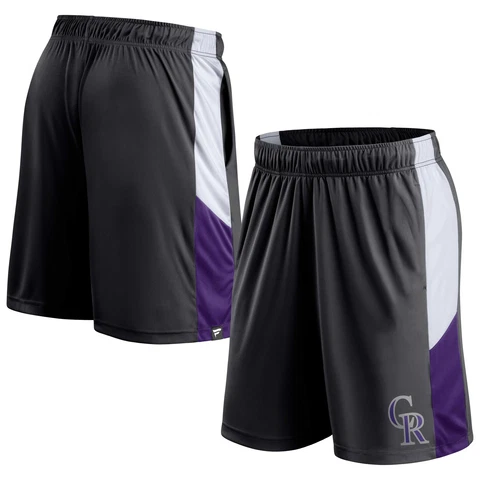 Men's Fanatics Branded Black Colorado Rockies Champion Rush Color Block Shorts Cover