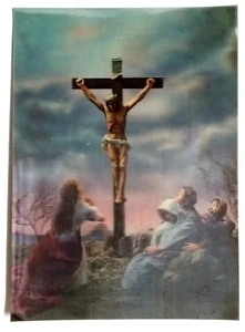 Jesus on Cross Lenticular Postcard 3D Toppan Japan Crucifixion Religious UNP - Picture 1 of 2