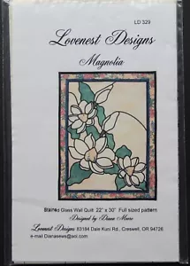 MAGNOLIA Flower Stained Glass Wall Quilt Pattern 22" x 30" Lovenest Designs 2002 - Picture 1 of 2