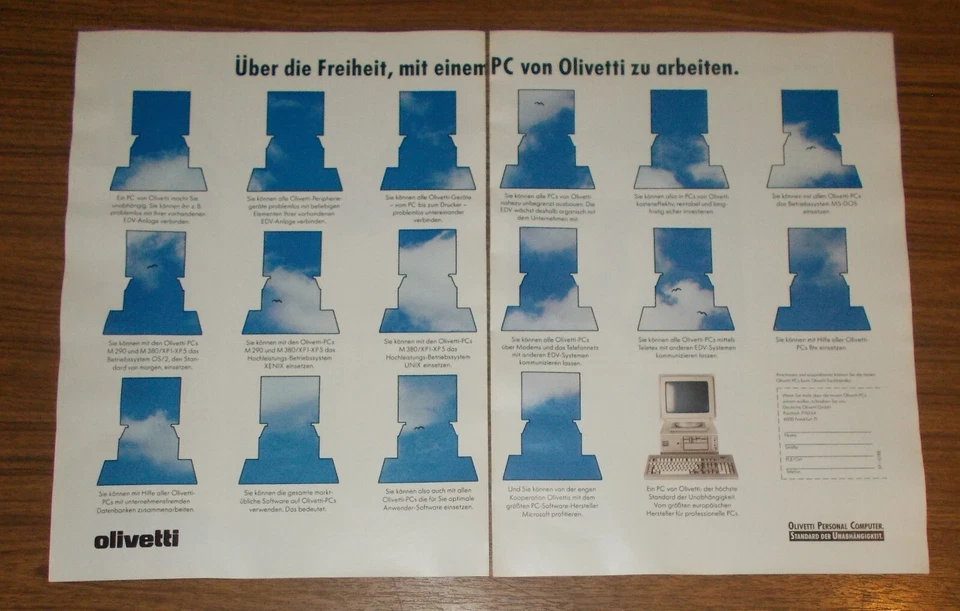 Seltene Werbung OLIVETTI M290 M380/XP-1-XP 5 Personal Computer - Freiheit 1988 - Image 1 of 1