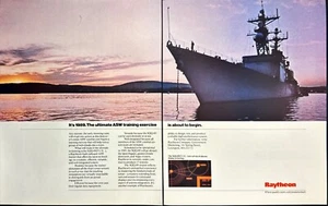 Raytheon Entrenador de Guerra Antisubmarina SQQ-89 ASW Anuncio Impreso de 2 Páginas De Colección 1988 - Imagen 1 de 8