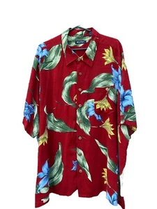 Hawaiian Red And Green Vintage Puritan Shirt Men's 3XL 100% Rayon - Picture 1 of 10