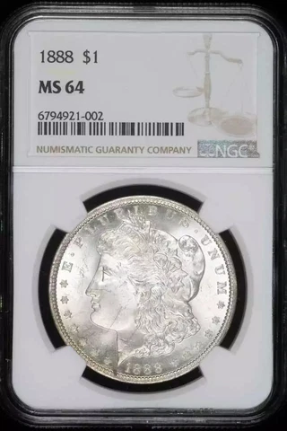 1888 P Morgan Silver Dollar NGC MS-64 Cover