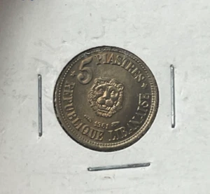 1961 Lebanon 5 Piastres L2 - Picture 1 of 2