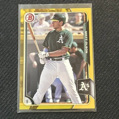 Bowman Draft 2015 Matt Olson Gold Parallel 18/50 #196 Oakland Athletics Foto 1 de 4