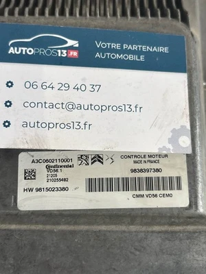 CALCULATEUR MOTEUR PEUGEOT CITROEN A3C0602110001 9838397380 HW9815023380 VD56.1 - Immagine 1 di 4