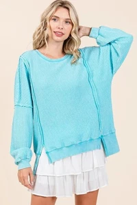 Mittoshop Mineral Wash Waffle Long Sleeve Sweatshirt - Bild 1 von 6