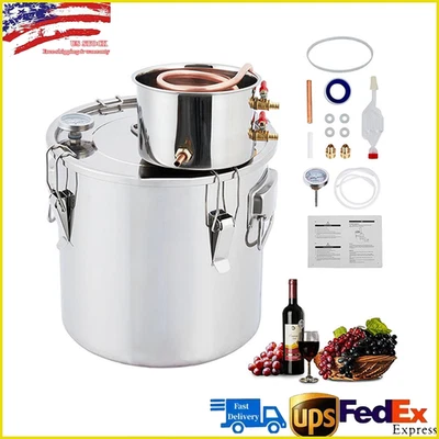 Caldera de acero inoxidable de 10 galones de alcohol destilador de agua vino alcohol 38L Foto 1 de 4