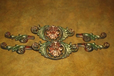 2 juegos combinados medallones y acabados de barra de cortina de hierro fundido antiguos/vintage Foto 1 de 4