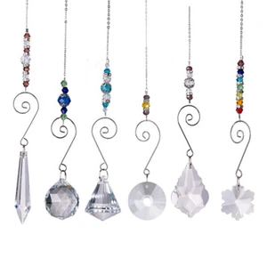 6pcs Crystal Rainbow Suncatcher Glass Bead Chain Hanging Fengshui Pendant Decor - Picture 1 of 5