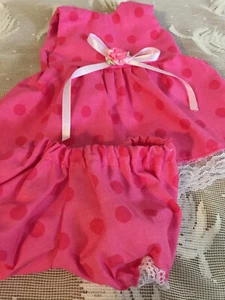 DOLL CLOTHES 4 BABY ALIVE SUN DRESS W/PANTIES hot pink with dots - Picture 1 of 1