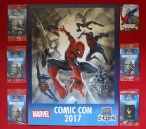 SDCC 2017 mazo superior Marvel Spider-Man-Verse póster promocional paquetes electrónicos de cinco tarjetas 2018 - Imagen 1 de 7