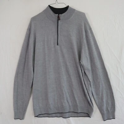 Suéter Hart Schaffner Marx Para Hombres Grande 1/4 Cremallera Pullover Lana Merino Cuello Simulado Foto 1 de 4