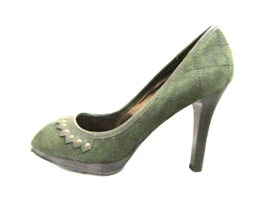 BCB NIÑAS TACONES DE CUERO GAMUZA VERDE PEEP-TOE ZAPATOS DE SALÓN CON TACHUELAS KILTIE TALLA: 8B / 38 Foto 1 de 4