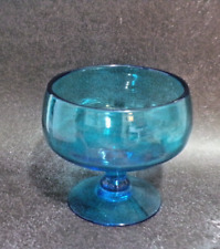Blenko Hand Blown 1960's Turquoise #629 Pedestal Candy Dish