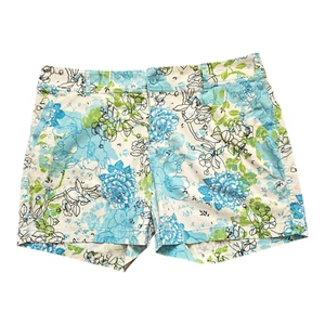 Fashion Bug Women's Shorts 16 Blue Multicolor Floral Print High Rise Chino - Picture 1 of 11