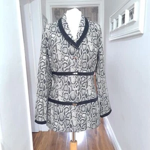 Joseph Ribkoff Schlange Reptiliendruck schwarz beige Longline Blazer Jacke UK 10 - Bild 1 von 6