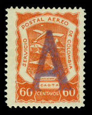 COLOMBIA 1921 AIRMAIL - SCADTA - Germany "A" handstamp 60c verm Sc# CLA7 mint LH