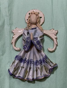 BLUE SKY Clayworks Halo Wings Praying Angel Lavender Flower by Heather Goldmine - Picture 1 of 10
