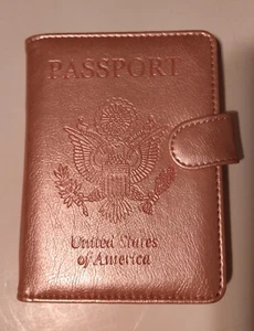 Passport Holder Wallet Dusty Iridescent Pink With Card Slots New - Picture 1 of 3