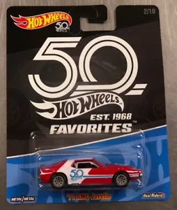 HOT WHEELS 50 FAVORITES ‘71 AMC JAVELIN REAL RIDERS TIRES 2018 SERIES 1/64 SCALE - Picture 1 of 5