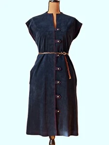 Vintage faux suede Abe Schrader Hippie Dress - Picture 1 of 6