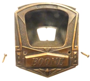 vintage 1920'S / 1930'S BOONE CONSOLE RADIO BRASS FACEPLATE & ORIGINAL SCREWS - Picture 1 of 2