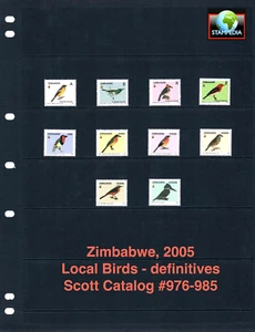 1/2 off $85.00 Scott Value - 2005 ZIMBABWE Birds definitives scarce MNH NH UMM - Picture 1 of 4