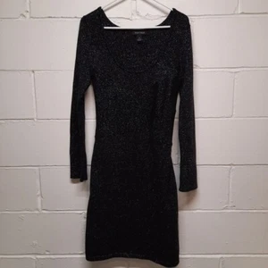 White House Black Market Black Long Sleeve Dress Speckles Rabbit Hair Medium - Picture 1 of 9