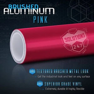 Calcomanía de vinilo de aluminio cepillado rosa de 36"" x 60"" pulgadas sin burbujas de aire - Imagen 1 de 8