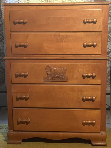 1950’s Virginia House Maple Covered Wagon Bedroom Dresser Cover
