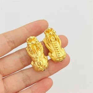 22K 23K 24K THAI BAHT YELLOW GOLD 3D Lucky DIY Pixiu Dragon Jewelry Accessories - Picture 1 of 6