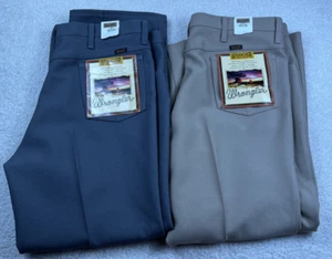 Vintage Wrangler Wrancher Boot Jeans Mens 40x29 Dark Gray Khaki Wrinkle Resist - Picture 1 of 8