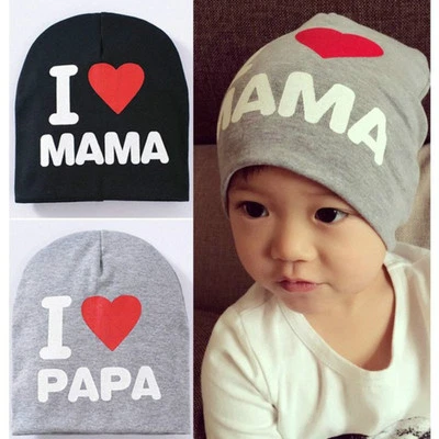 KIDIWARE I Love MAMA/PAPA Kinder Baby Säugling Junge Mädchen süß weich warm Mütze Kappe Baumwolle Beanie